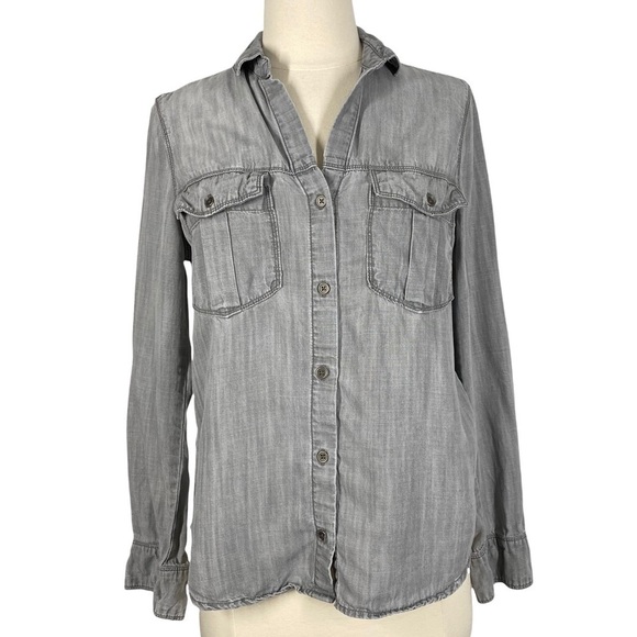 CLOTH & STONE Soft Gray Tencel Chambray Buttondown Shirt Size Extra Small - Picture 1 of 5